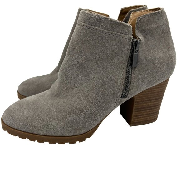 Lucky Brand Noryn Gray Suede Ankle Boots Leather Size 9.5M - Picture 1 of 10
